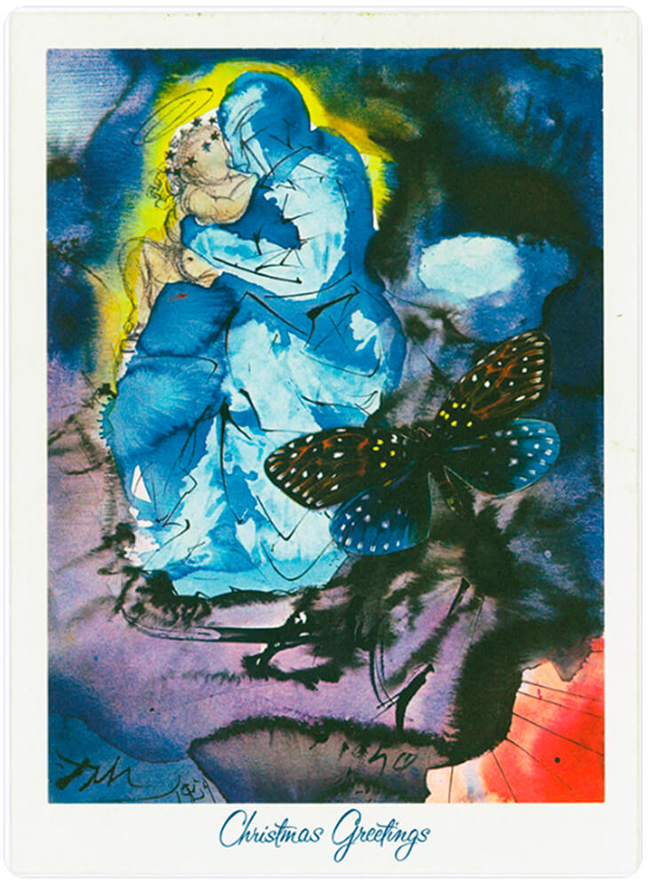 Открытка Сальвадора Дали. Мадонна с младенцем. 1960г.